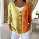 Naiste moe pikkade varrukatega j&otilde;ululumememm, lumehelvestega tr&uuml;kiga jope kardigan L oranž