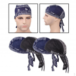 4x Skull Hair Loss Head Scarf Muslim Bandana Turban black and blue