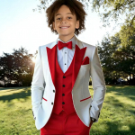 Poiste &Uuml;likonnad 3 Osaline Laps Valge Jakk Komplektid Punane Vest P&uuml;ksid Lilleline Poiste Formaalne Peo &Uuml;likond Laste Pulma &Uuml;likond Smokingid 100 punane/valge