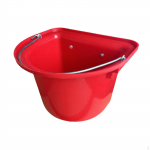 Horse feed Pan Hook over Hanging Fence Flat Back, Utility with Metal Handle, 12L Livestock Water