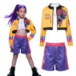 T&uuml;drukute K-pop Superstaar Korea Laulja Rumi Jakk Vest L&uuml;hikesed P&uuml;ksid Komplekt Halloweeni Kost&uuml;&uuml;m Kooli Lavaesinemine Karnevali Pidutsemine Rollim&auml;ngu &Uuml;likond 160cm kollane