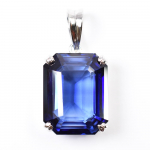 28 ct naturaalne sinine safiir smaragd 925 sterlingh&otilde;bedast ripats sertifitseeritud 25.2 mm approx. sinine
