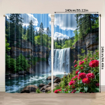 2 tk maalilise juga prindiga kardinat - 3D efekt  Masinpestav pol&uuml;ester  Pimendavad paneelid erksate loodusmustritega  T&auml;iuslik 100*130 Grommet Top 1pcs