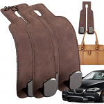 2 Pcs Car Headrest Hooks, 360&deg; Rotating Leather Car Seat Hook Easy to tall Car Purse Holder Multifunctional Car Seat Hangers BROWN DOUBLE HOOK