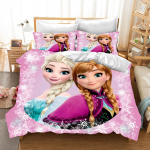 Laste k&uuml;lmunud printsessi voodipesukomplekt Elsa Karu tekikate Kuninganna koos padjap&uuml;&uuml;ri 3D laste voodipesukomplekt EU Single(135*200cm)3pcs
