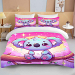 10 Suurust Multikas Koala Prindiga 3tk 1 Tekikott 2 Padjap&uuml;&uuml;ri Voodipesukomplekt Tekikomplekt Tekk Voodikomplekt Queen King Suurus Kodutekstiil EU Single(135*200cm)3pcs