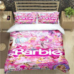 Mood B-Barbie Multikaprint Voodipesukomplektid Vooditarvete Komplekt Tekikomplekt Teismelised T&uuml;drukud Multikas Kaksik &Uuml;ksik Laps Luksuslik Kingitus AU Single(140*210cm)3pcs