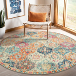 Maroko Trelliprint Pestav Suur &Uuml;mmargune Vaip Elutoa Ala Vaibad Vintage Magamistoa Diivani Kohvilaua Lastele Libisemisvastased P&otilde;randamatid diameter 60 brown