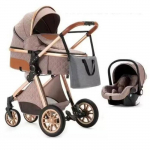 BAZARLAND30.Poussette 3 en 1 B&eacute;b&eacute; Combin&eacute;e Si&egrave;ge-Auto Nacelle Trio R&eacute;versible R&eacute;glable Haute Qualit&eacute; Roues increvables Canne khaki.