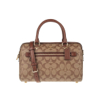 Coach Rowan 27 tr&uuml;kitud PVC Boston kott Naiste k&auml;ekotid Khaki 83607-IME74 Basic Set (Bag+Dust Bag) brown