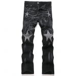 VibeStreet Teemantt&auml;ht Lapitehnika teksap&uuml;ksid Meeste Mood Must Sirged Kitsad Denim P&uuml;ksid Kivist Spleissitud Teksap&uuml;ksid Meestele 29 must