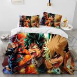 Anime My Hero Academia Izuku Deku Voodipesukomplekt &Uuml;heinimese/Kuninganna Suuruses Tekikott Padjap&uuml;&uuml;r Poistele T&uuml;drukutele EU single(135x200cm) black