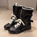 Moodne Mood Lasega Keskmise S&auml;&auml;rega Saapad Naistele Y2K Gooti Madala Kontsaga Mootorratta Saapad Naine PU Nahk Patchwork Punk Ratsutamine Saapad Naistele 35 must