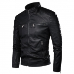 Meeste s&uuml;gisene p&otilde;hjuslik vintage nahktagi Mantel Meeste Kevadriietus Disain Motor Biker Pocket Pu Nahkjakk Meeste L must