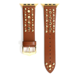Naeladega Nahast K&auml;ev&otilde;rud Spordik&auml;epael Neetidega K&auml;epael Asendus K&auml;ev&otilde;ru Apple Watch Series 7/6/5/4/3 SE 38/40/42/44mm jaoks For 42mm brown