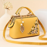 V&auml;ike Elegantne Lilleline K&auml;ekott Moodne Elegantne Lilledega Tikitud K&auml;ekott Naistele &Otilde;lakott Crossbody Koti Pol&uuml;estervoodriga T&otilde;mblukuga kollane