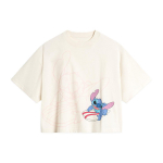 Li Ning X Disney Koost&ouml;&ouml; Stitch Seeria &Uuml;mmarguse Kaelusega Kampsun Vabaaja Kudum Spordis&auml;rk L&uuml;hikeste Varrukatega Tilkuva &Otilde;laga Naiste Topid Kreemikasvalge ATSU162-5 M