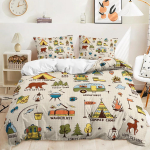 3 tk Boho matkaauto tekikate komplekt kaktuseprindiga Voodipesu komplekt naistele Kuninglik suurus Pehme pol&uuml;esterkangas Duvet Cover Set&AU Single(140x210cm)