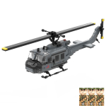 UH-1D mitmeotstarbeline kopter tellistest mudelm&auml;nguasi ehitusklotside komplekt Armee s&otilde;jalised relvad UH1D komplekt 3 s&otilde;duriga gray