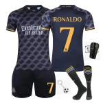 Real Madrid Ronaldo Laste Jalgpallis&auml;rgi Komplekt, Must, Pol&uuml;ester Jalgpalli Komplekt Noorte Treeninguks ja M&auml;nguks 110-120 CM