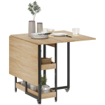 Kokkupandav s&ouml;&ouml;gilaud ratastel 4 inimesele avatud sektsioonidega, v&auml;ikestesse ruumidesse, s&ouml;&ouml;gituppa, tamm 133.4 x 80 x 75 cm