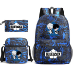 P&otilde;hi- ja keskkoolilaste kolmeosaline koolikott Bluelock Sinine Vangla Poistele ja T&uuml;drukutele Koolilaste Pliiatsikott Seljakott Three-piece set black