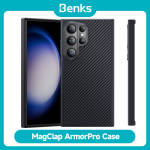 Benks Magnetic ArmorPro &uuml;mbris Samsung Galaxy S24+ Ultra jaoks 600D Kevlar-kiud &otilde;huke tilgakaitseline minimaalse stiiliga kate For Galaxy S24 must
