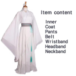 Xie Lian Cosplay Kost&uuml;&uuml;m Tian Guan Ci Fu Cosplay Xielian Parukad Mehed Naised Valge Han Fu Anime R&otilde;ivastus S white