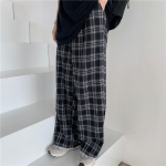 Harajuku ruuduline laia s&auml;&auml;rega p&uuml;ksid Naiste t&auml;navariided Suurem&otilde;&otilde;dulised kottis dressip&uuml;ksid Vintage k&otilde;rge v&ouml;&ouml;kohaga vabaaja jooksjad mustad p&uuml;ksid XL gray