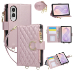 Ristkeha Pikk Pael T&otilde;mblukk Kaardipesa Rahakott Nahast &Uuml;mbris Samsung Galaxy Z Fold8 Fold 8 jaoks Lai P&otilde;rutuskindel Raamatukujuline Alus Kate Galaxy Z Fold 8 roosa
