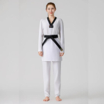 Laste T&auml;iskasvanute Unisex Taekwondo &Uuml;likond Pikkade Varrukatega P&uuml;ksid 4-suunaline Veniv Spandex J&otilde;udlustreeningu Gi 180cm valge
