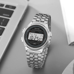 Naiste vabaaja LED elektrooniline kell Retro roostevabast terasest meeste naiste unisex LED digitaalkell multifunktsionaalne veekindel k&auml;ekell gray