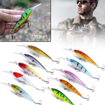 P&uuml;&uuml;gipeibutis Minnow Lures k&otilde;va s&ouml;&ouml;t Pesca kalap&uuml;&uuml;giriistad kunstlik 10 tk kvaliteetse konksuga ujumiss&ouml;&ouml;t 10 pcs mitmev&auml;rviline