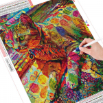 Teemanttikandid T&auml;isekraaniga kassi t&auml;isruudu/&uuml;mmargune 5d teemantmaali looma teemant 20X30