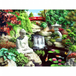 5D DIY teemantmaal  Buddha ja aed  Tikand Ristpistes Mosaiik Kodukaunistuse kingitus 20X30CM