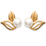 Les Tr&eacute;sors De Lily [C5752] - Boucles Plaqu&eacute; Or 'Catherine' blanc dor&eacute; - 10x10 mm valge