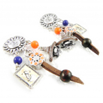 Les Tr&eacute;sors De Lily [H4484] - Boucles Cr&eacute;ateur 'Mexico' orange bleu oranž