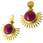 Les Tr&eacute;sors De Lily [P2236] - K&auml;sit&ouml;&ouml;na valmistatud kullatud k&otilde;rvar&otilde;ngad  Princess Ottomane  kuldne kirsahhaat - 38x30 mm Heleroosa