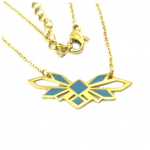 Les Tr&eacute;sors De Lily [P7836] - Collier cr&eacute;ateur acier 'Boho' turquoise dor&eacute; - 30x10 mm t&uuml;rkiissinine