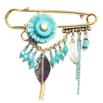 Les Tr&eacute;sors De Lily [Q1043] - Broche Cr&eacute;ateur 'Acapulco' turquoise dor&eacute; - 70x60 mm mitmev&auml;rviline