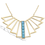 Les Tr&eacute;sors De Lily [Q1087] - kullatud Boho t&uuml;rkiissinine kullast kaelakee (ventilaator) - 47x30 mm kuld