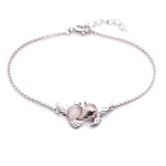 Les Tr&eacute;sors De Lily [Q9292] &ndash; h&otilde;bedane k&auml;ev&otilde;ru 'Meghan' roosa kvarts, h&otilde;be (roodiumiga kaetud) - 23x12 mm (armulind) Heleroosa