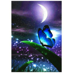 T&auml;ielik 5D Teemantmaal Kuuvalgel liblikas Tikand Ristpistes Kodukaunistus K&auml;sitsi valmistatud kingitus 25x30cm