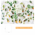 45 tk Roheliste taimede kleebiste komplekt Minikleebis Kodu DIY Kunstikaunistus P&auml;evik Kleebine Kingituskiri A6584