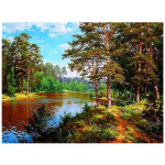 T&auml;ielik 5D teemantmaaling Metsa j&otilde;emaastik Teemanttikandid Ristpistekomplektid Kodukaunistus K&auml;sitsi valmistatud kingitus Round 20x30cm