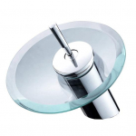 Waterfall Valamu k&auml;epidemega klaasist kraanikauss 1 Vannitoa kraan, &Uuml;ks veel&uuml;liti Transparent