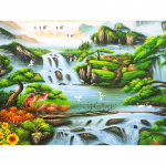 Uus 5D DIY teemantmaal maastik teemanttikand jooksev vesi ristpistes t&auml;is &uuml;mmargune puur kodu dekoor kunst kingitus Full Round 15x20CM