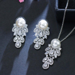 WWJ elegantne h&otilde;bedase v&auml;rvi tsirkooniumoksiidi lehekujuliste k&otilde;rvar&otilde;ngaste ja kaelakee komplekt h&otilde;be