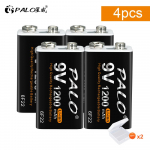 1200 mAh Micro USB 9 V laetav liitiumioonaku 6F22 9 V liitiumioonaku RC helikopteri mudeli mikrofoni m&auml;nguasja jaoks 4pcs