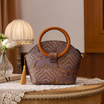 Johnature Hiina stiilis Cheongsami k&auml;ekott naistele puidust k&auml;epidemega s&otilde;rmusekarp, mitmek&uuml;lgne tr&uuml;kitud tutiga v&auml;ike kott mitmev&auml;rviline